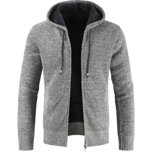 Autumn and winter mens clothing plus velvet thickening warm loose casual knit sweater cardigan zipper sweater mens clothes