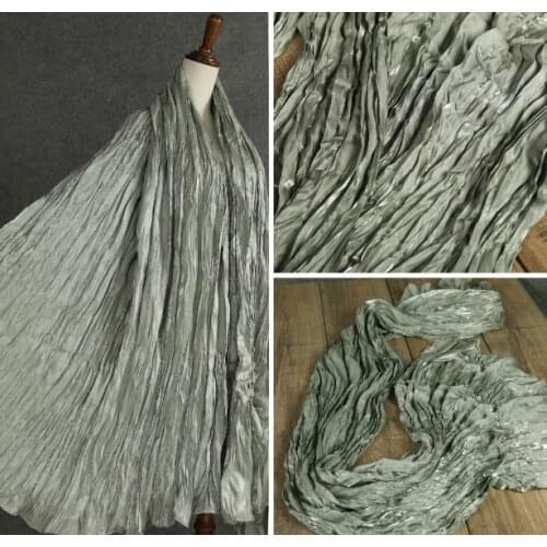 Pleated single-twisted light green mercerized imitation silk satin shimmer designer fabric