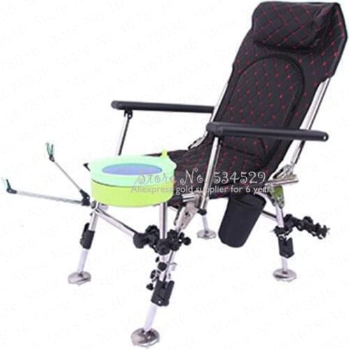 Portable Ultralight Folding Fishing Chair Multi-function Lifting Fishing Chair Stainless Steel Recliner Fishing Stool Chair