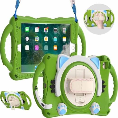 Handle Stand Kids Shockproof Case for IPad Mini 4 Mini 4 A1538 A1550 Heavy Duty Rugged Cover Kickstand Hand+Neck Strap