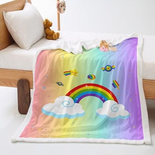 Rainbow Flag Print Fleece Blanket Colorful Warm Portable Soft Quilt Home Bedbread Covers Mantas De Cama