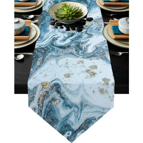 Marble Texture Blue Table Runner Modern Table Flag Home Party Country Wedding Decoration Tablecloth Table Runners