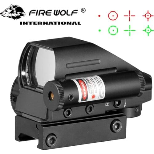 Tactical Reflex Red Green Laser Scope 4 Reticle Holographic Projected Dot Sight Scope 20mm Rail Mount For Air Gun Hunting