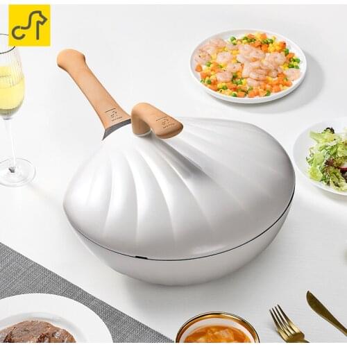 Thickened aluminum alloy non stick wok Nordic creative shell shape large capacity soup pot fashion wear-resistant frying pan
