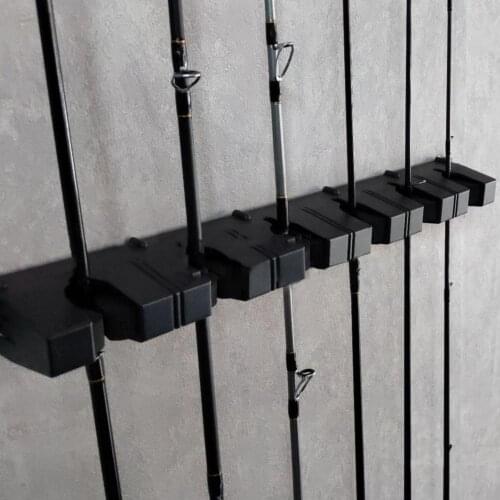L Size Vertical Wall-mount 6-Rod Fishing Pole Display Holder Fixed Storage Rack