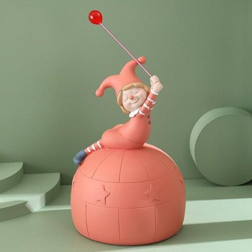 WEILEAD Resin Cute Clown Creative Piggy Bank Nordic Modern Figurines For Interior Home Decoration Accessories Room Desk Decor