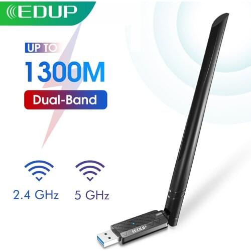 EDUP Wifi Adapter USB 3.0 AC 1300Mbps Dual Band 2.4G/5.8G Wireless Network Card 802.11AC Wi-Fi Dongle for Laptop Desktop PC Mac