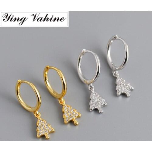 Ying Vahine 100% 925 Sterling Silver Christmas Tree Pendant Stud Earrings for Women