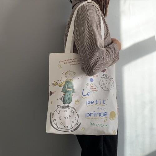 Women Canvas Tote Bags Korean Cartoon Students Shoulder Cloth Shopping Bag Eco Female Handbag for Girls Beach Shopper Bag