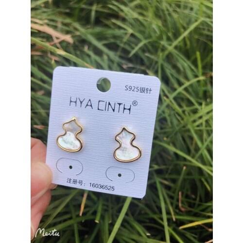 S925 Silver Ear Needle Stud Earrings Minimalist Fresh Mother Gourd Shell Brass14kGold Korea Jewelry for Women HYACINTH 2021 Hot