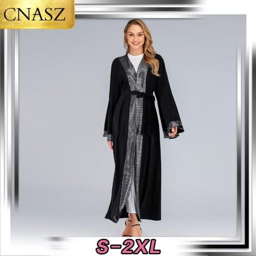 Luxurious Femme Kimono Kaftan Handstudded Robe Dubai Islam Muslim Hijab Dress Abayas Caftan Marocain Qatar Oman Turkey Clothing