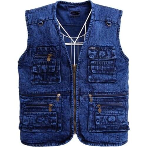 Tactical Vest Men Winter Vest Denim Vest Jeans Vest Vests Male With Many Pockets Cotton Vest Winter Vest Men Vest Winter Gilet