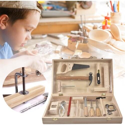 1 Set Children Wooden Toys Wood Repair Tool Set Pretend Play Early Education Simulation Toy Tool Box For Children