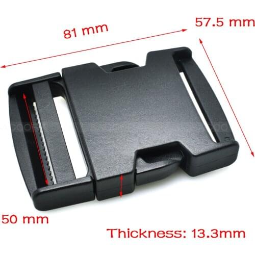 1pcs 2" 50mm Webbing Side Release Buckle Plastic Belt Buckle Backpack Accessories Black