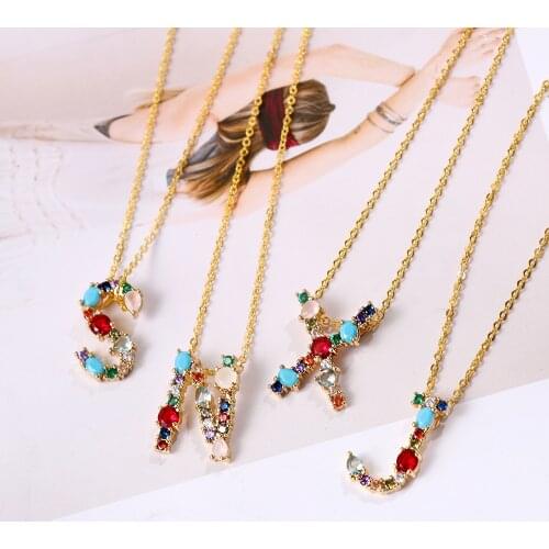 1PC 26 Alphabet Letters Crystal Necklace Initial Multicolor Personalized Letter Name Jewelry Accessories For Girlfriend Gift