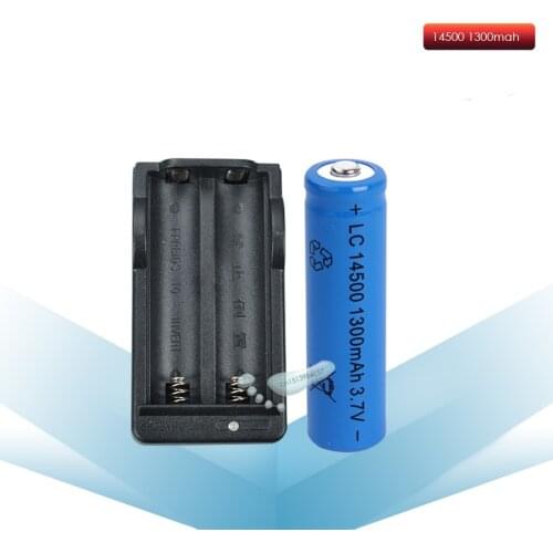 1pcs/set High Capacitance 14500 Battery 3.7V 1300mAh Rechargeable Battery for Led Flashlight With 14500 Battery Charger