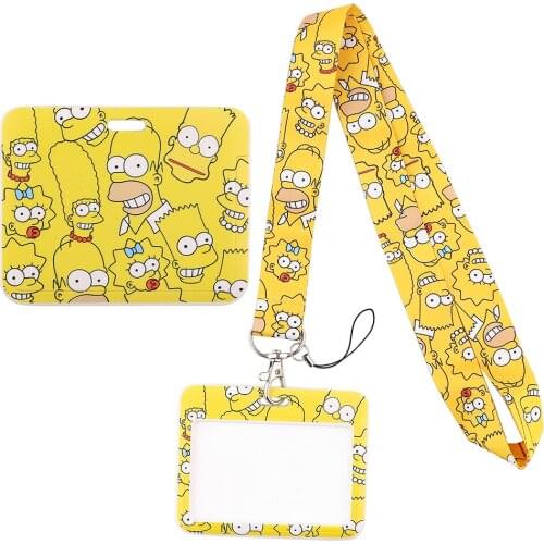 1pcs ZF3002 Yellow Cartoon Lanyard Card ID Holder Car KeyChain ID Card Pass Gym Mobile Phone Badge Kids Key Ring Holder Jewelry