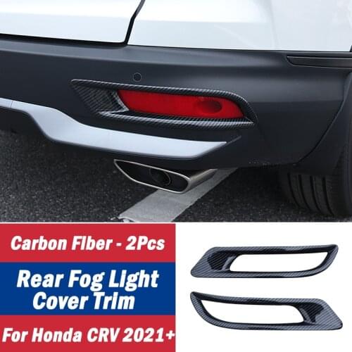 2Pcs ABS Chrome Carbon Fiber Style Black Tail Rear Brake Fog Light Lamp Frame Panel Cover Trim For Honda CRV CR-V 2020 2021