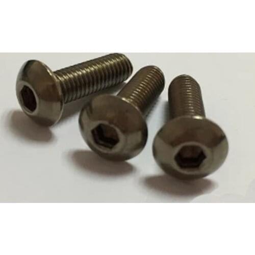 2pcs M6 TA2 Titanium flat round head Hexagon socket screw Pure titanium Semicircular Mushroom pan head GR2 10mm-60mm Length