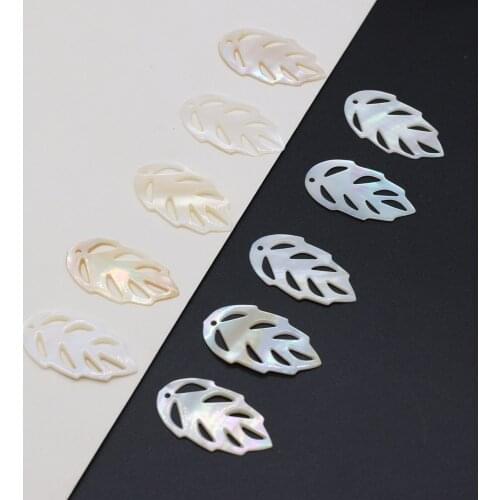 4pcs Natural Freshwater Shell Charm Leaves Shape White Shell Loose Beads for Diy Jewelry Charm Necklace Bracelet Size 16x29mm