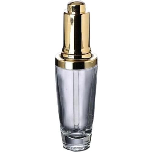 50ml transparent glass bottle with gold dropper or dropper bottle Cosmetic Packaging