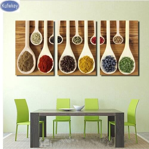 5D diy Diamond Painting 3 Pieces Different Spices Cross Stitch Full diamond embroidery beaded diamond Mosaic pattern Kitchen art