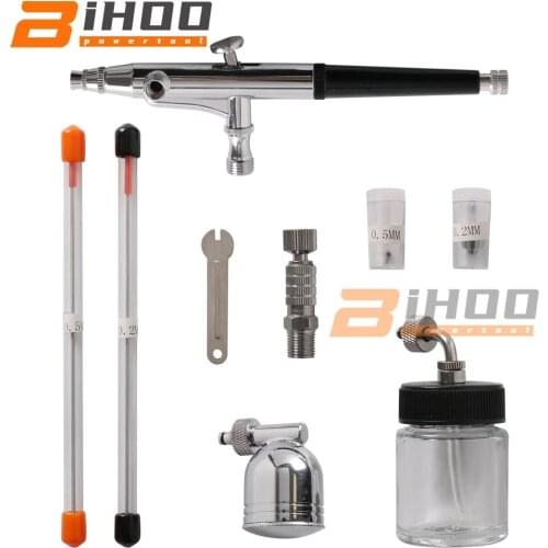 0.2/0.3/0.5mm 3 Airbrush Nozzle Dual Action Airbrush 7cc+ Cheaning Spray Gun Set for Art car model Tattoo Nail Tools Set