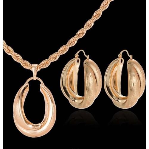 African Wedding Accessories Gifts Rose Color Nigerian Necklaces Jewelry Sets Gold Color Bride Earrings Pendant CE128