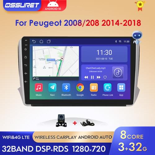 Android 10 For Peugeot 2008 208 series 2012-2018 Multimedia Stereo Car DVD Player Navigation GPS Radio