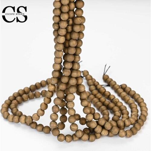 Gold Crude Metallic Coated Agates Beads for Jewelry Making DIY Bracelet Becklace Charms Stone Beads Accessories 4/6/8/10/12 MM