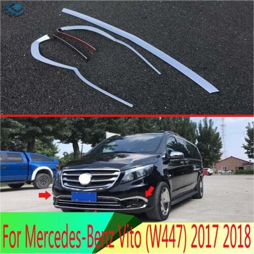 For Mercedes-Benz Vito (W447) 2017 2018 Car Accessories ABS Chrome Plated Before The Bar Bumper Cover Shield Trim