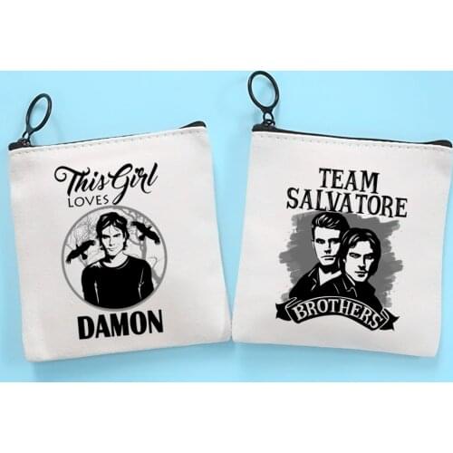 The Vampire Diaries Harajuku Graphic Canvas Coin Purse Coin Purse Collection Canvas Bag Small Wallet Zipper Key Bag Hand Gift