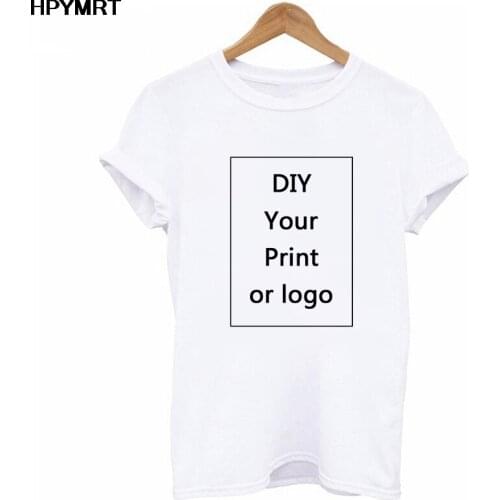 Customized Printed T Shirt women DIY Your like Photo or Logo White Top Tees Heat Transfer Short sleeve t-shirt female clothing