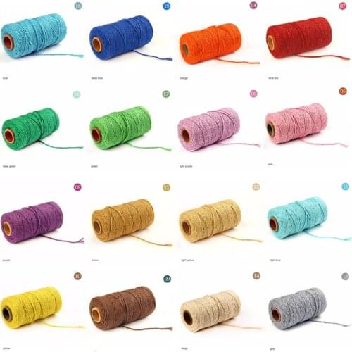 Cotton Cords Sewing Thread Artisan String 19 Colors Twisted Macrame Cord 100 Yards DIY Wedding Decor Supply Handmade Rope Craft