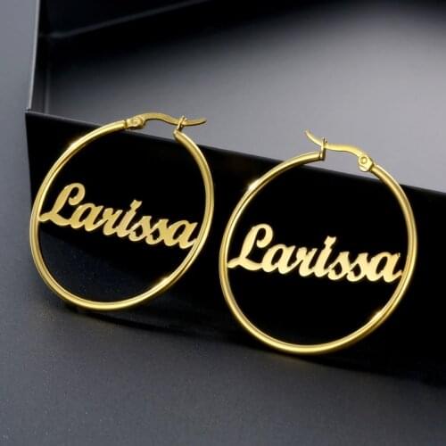 Custom Earrings Personalized Name Drop Earrings Letter Nameplate ID Dangle Earrings for Women Gold Stainless Steel Jewelry