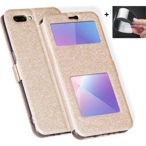 Open window leather case For OPPO A3S phone cases OppoA3S flip case For OPPO A5 OPPOA5 cover back shell For OPPO A3S A3 S bumper