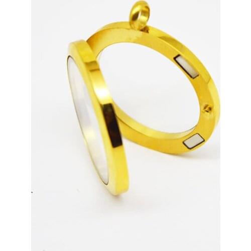 30mm round gold magnet plain 316 stainless steel Memory living glass locket pendant , glass locket floating charms for Women