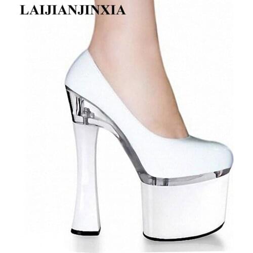 LAIJIANJINXIA Classic / Black / White Platform Women Pumps 18CM Super Thick High Heel Pole Dance Shoes, Wedding / Party Shoes