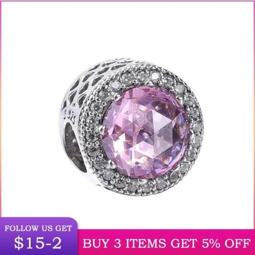 LByzHan 100% Real 925 Sterling Silver Dark Pink Grass Beads Charms Fit Original Bracelet DIY Jewelry For Women 1008