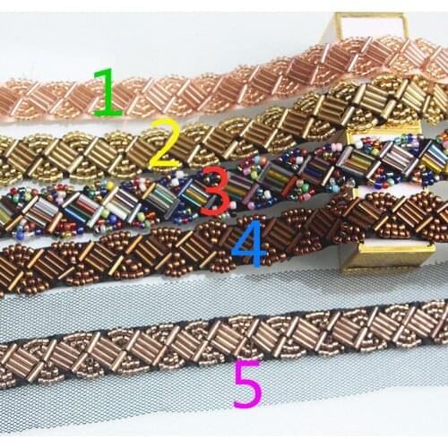 15mm Beaded Lace Trim Tape Fabric Ribbon Beaded Ribbons Trim Tape DIY Collar Sewing Clothing Garment Headdress Materials, 2 Yard
