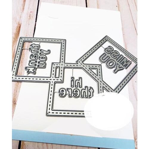 Miss you thank you square Metal Cut Dice and Stencil Stamps for DIY Scrapbooking Photo Album Embossing Decorative DIY Paper Card