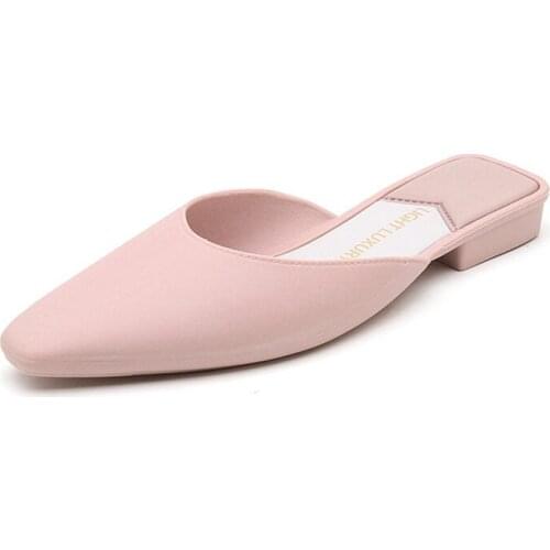 Fashion Summer Mule Shoes Womens Outside Leisure PU Slippers Solid Color Comfort Soft Sandals