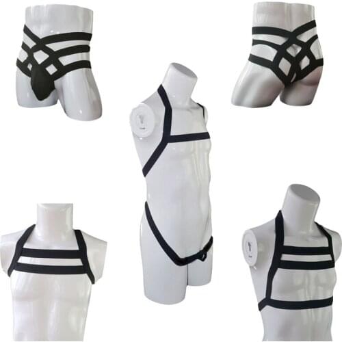 Mens Sexy Underwear Bandage Panties Elastic Corset Bird Siamese Sex Alternative Performance Bundled Role Playing