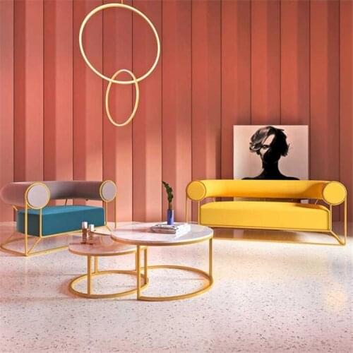 Nordic Fashion Beauty Salon Reception Leisure Sofa, Simple Office Coffee Table Combination, Nail Shop Small Sofa