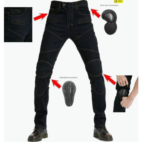 Brand New 4 Season Motorcycle Leisure Motocross Pants Outdoor Riding Jeans With Obscure Protective Knee Gear Hip Pads