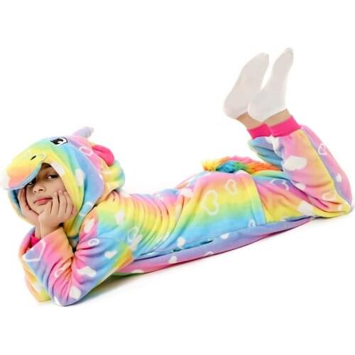 New Flannel Unicorn For Kids Pajamas Boys Girls Sleepwear Children Panda Jumpsuit Kids Oneises For Licorne Jumpsuit