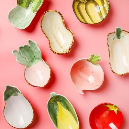 New and Lovely Green Vegetables, Pineapple-shaped Ceramic Fruit Salad Plate, Snack Plate, Nordic Creative Breakfast Dessert Plat