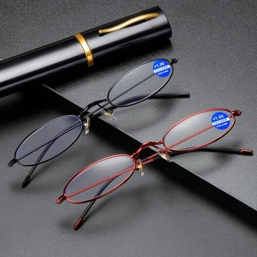 Seemfly Aluminum Alloy Oval Reading Glasses Women Men Vintage Round Presbyopia Eyewear With +1.0 +1.5 +2.0 +2.5 +3.0 +3.5 4.0