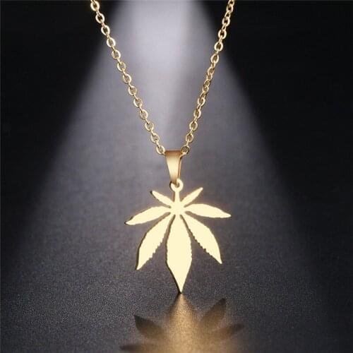Stainless Steel Necklace For Women Man Maple Leaf Choker Pendant Chain Necklaces Engagement Jewelry korean Fashion NEW