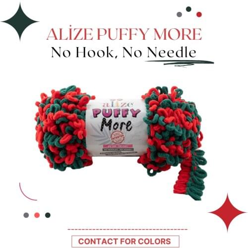 Alize Puffy More, No Hook,No Needle, Suede Texture, Yarn Plush, Baby Yarn, Kids Yarn, Plaid Yarn, Easy Finger, alize puffy more